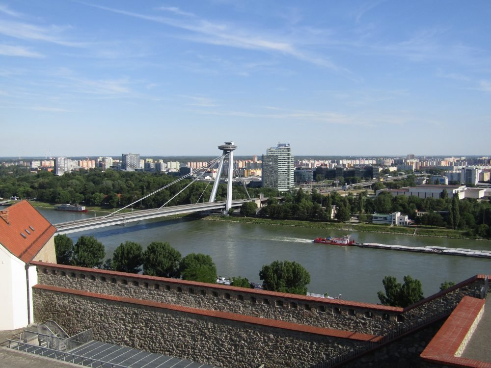 danube river and ufo bridge bratislava