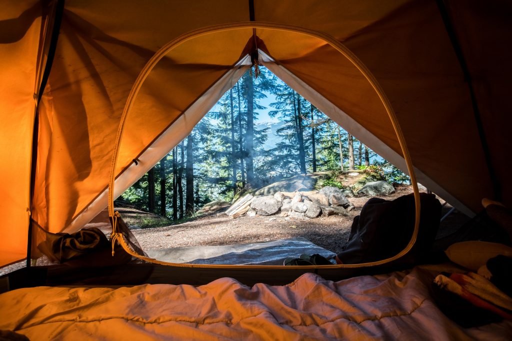 camping in the woods