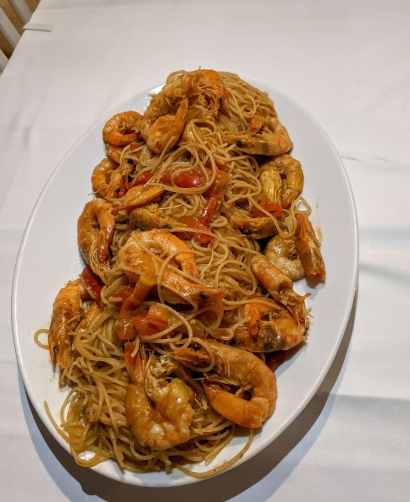 seafood spaghetti at kourmas in limeni