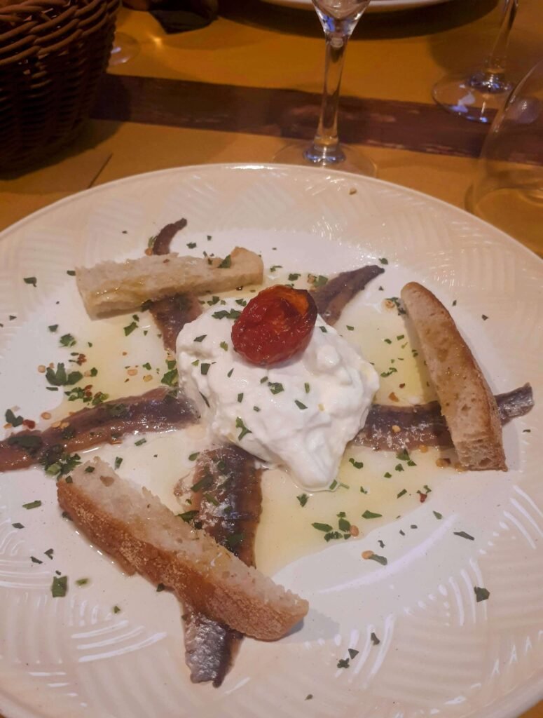 burrata with anchovies