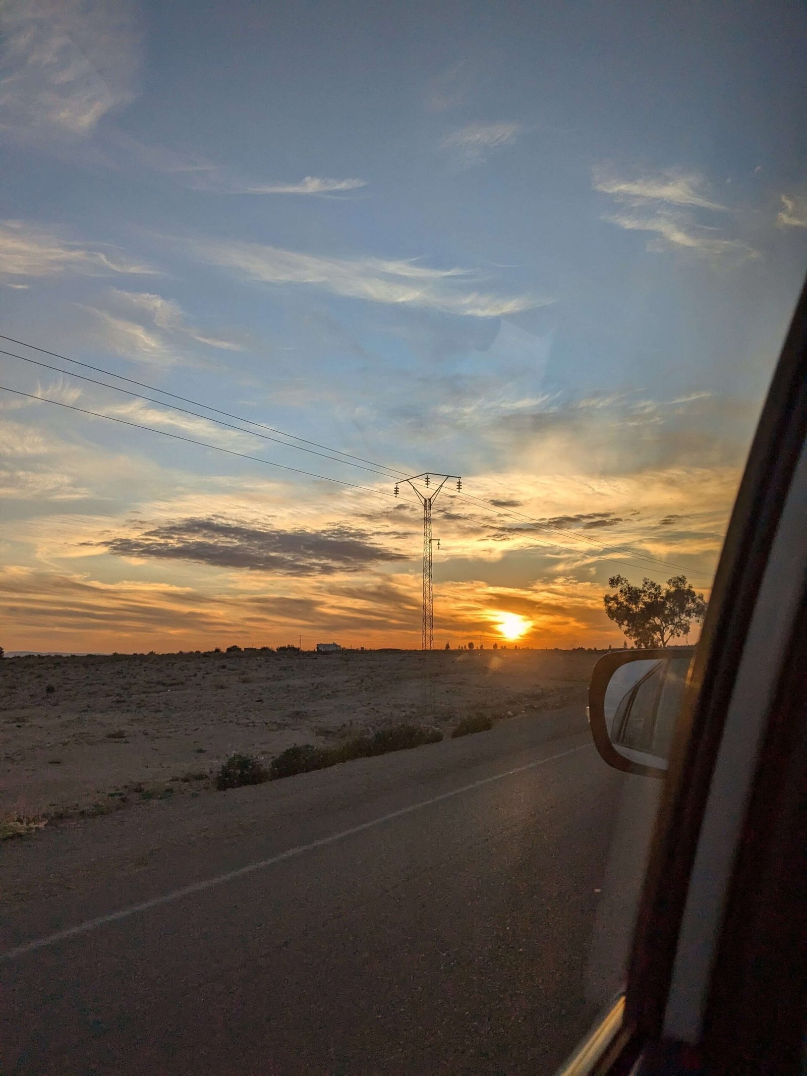 sunset from a car window