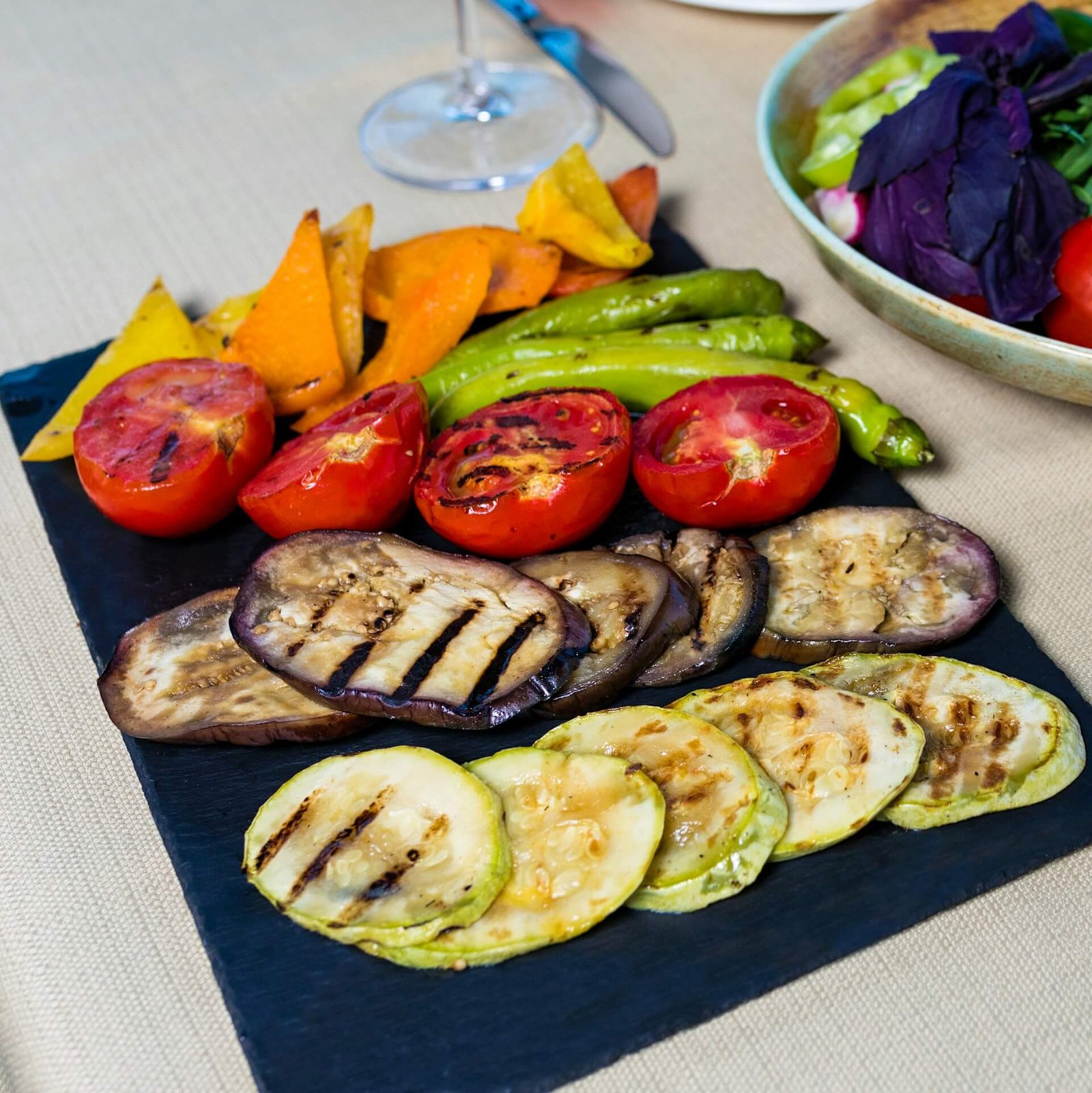 grilled vegetables - eggplant, zucchini, tomatoes and peppers