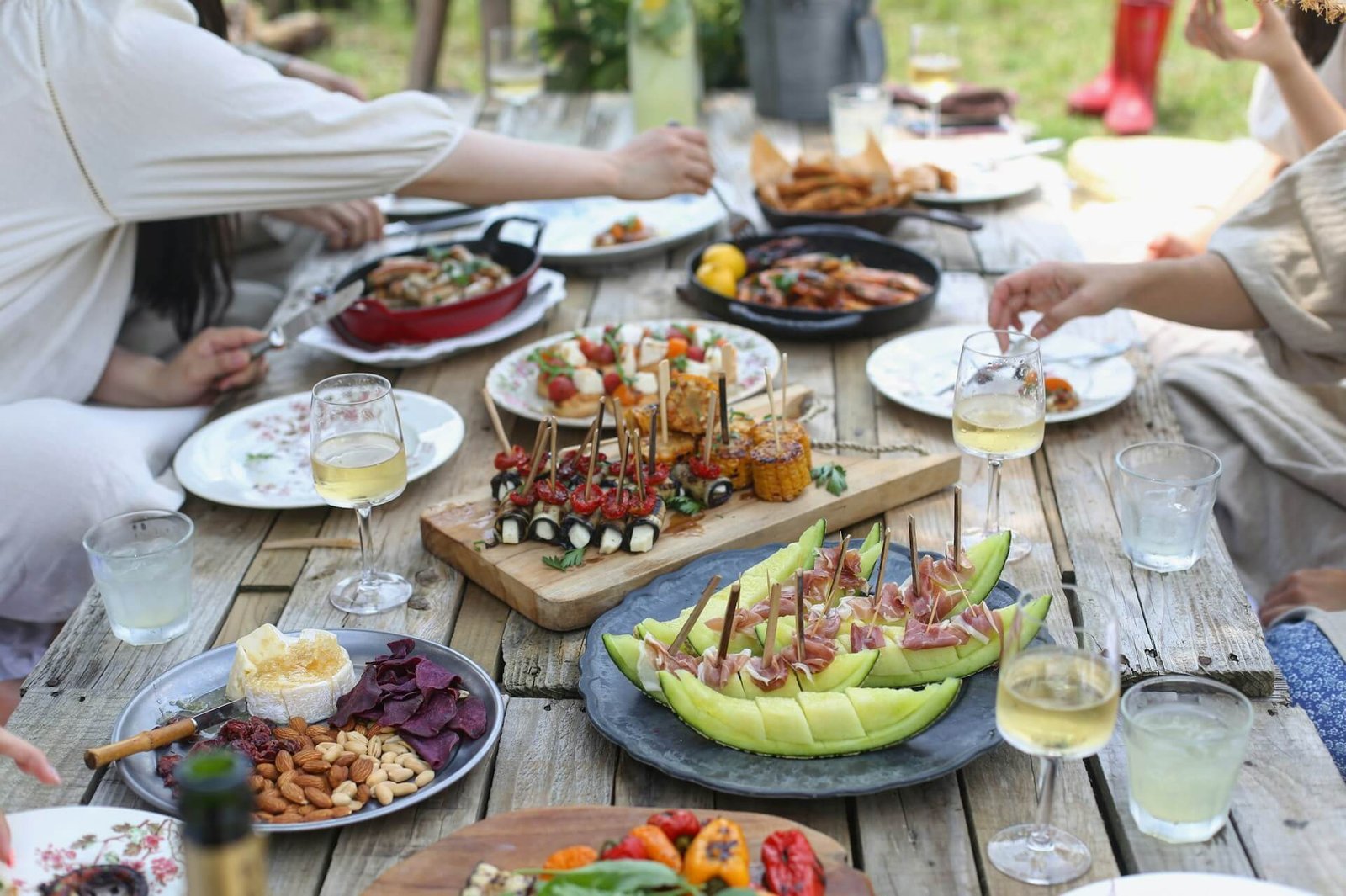 a table laden with food