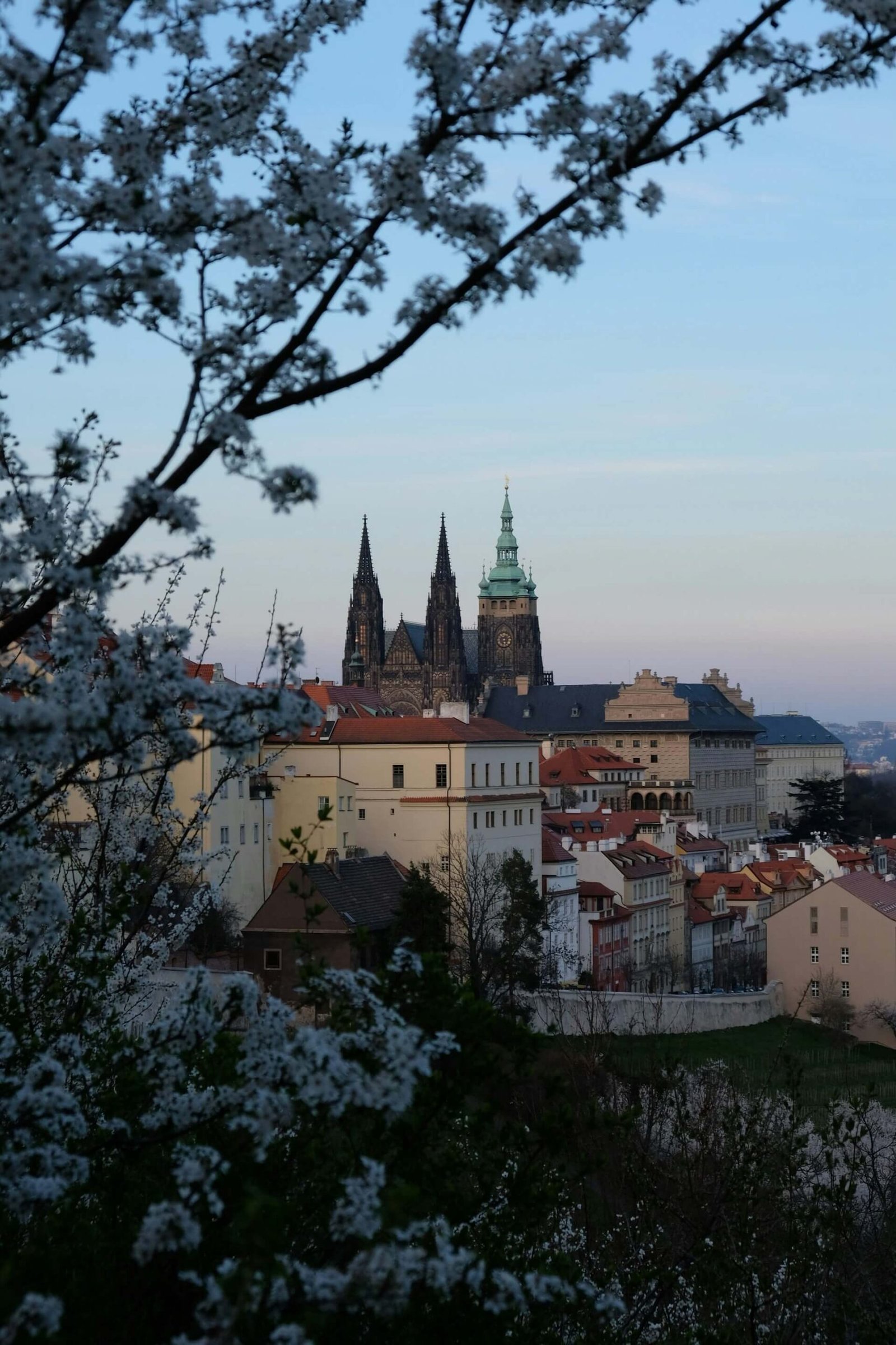the view of Prague Castle from Letenské sady