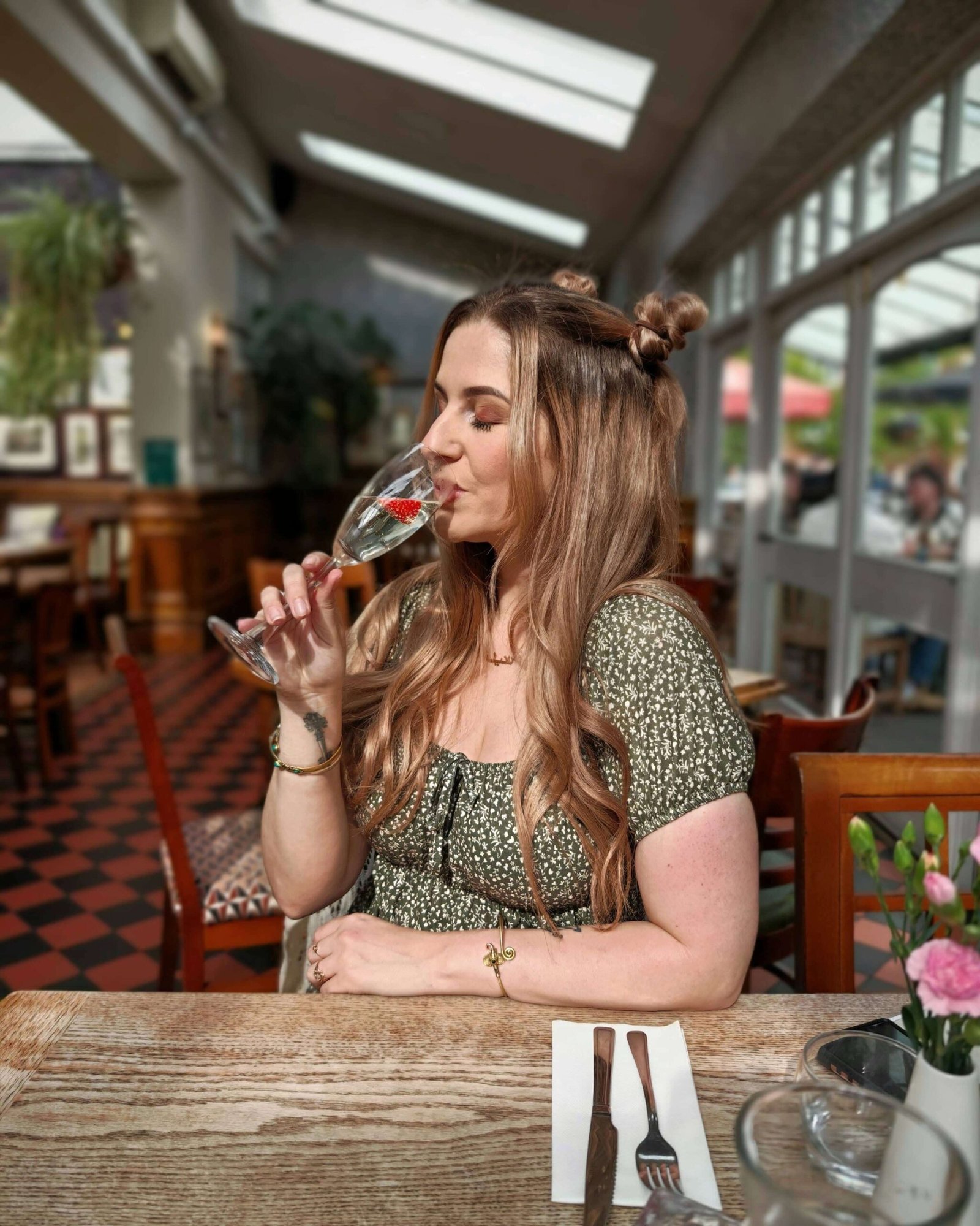 dani drinking prosecco