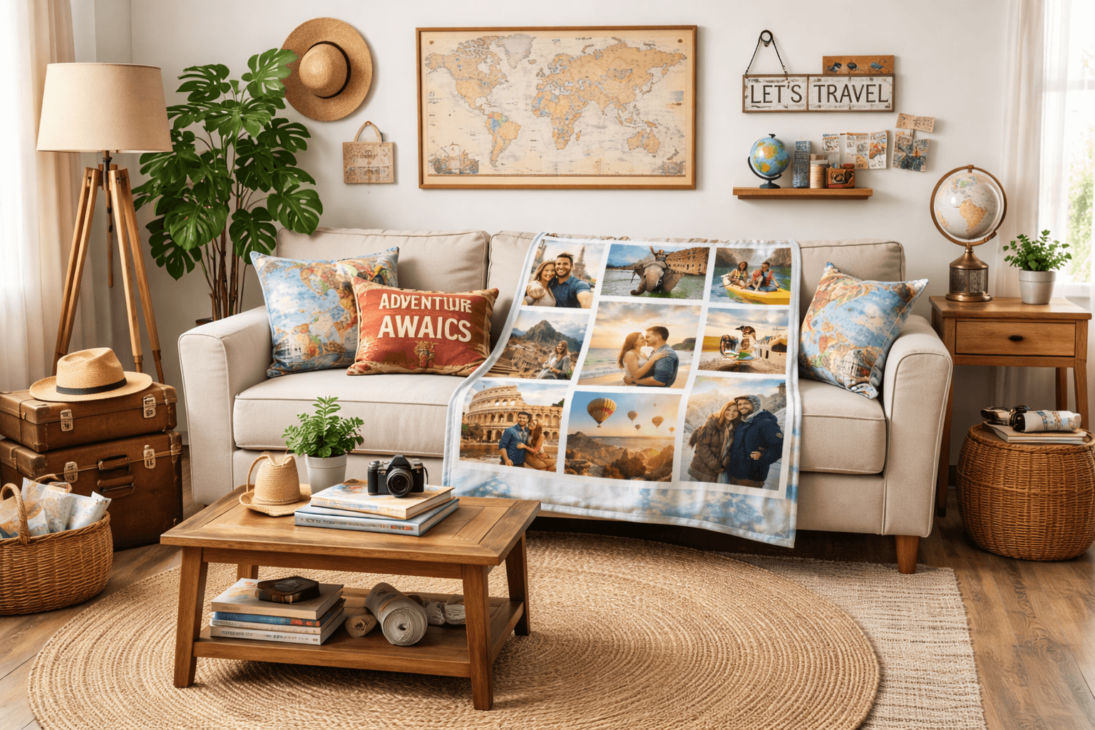 travel inspired living room