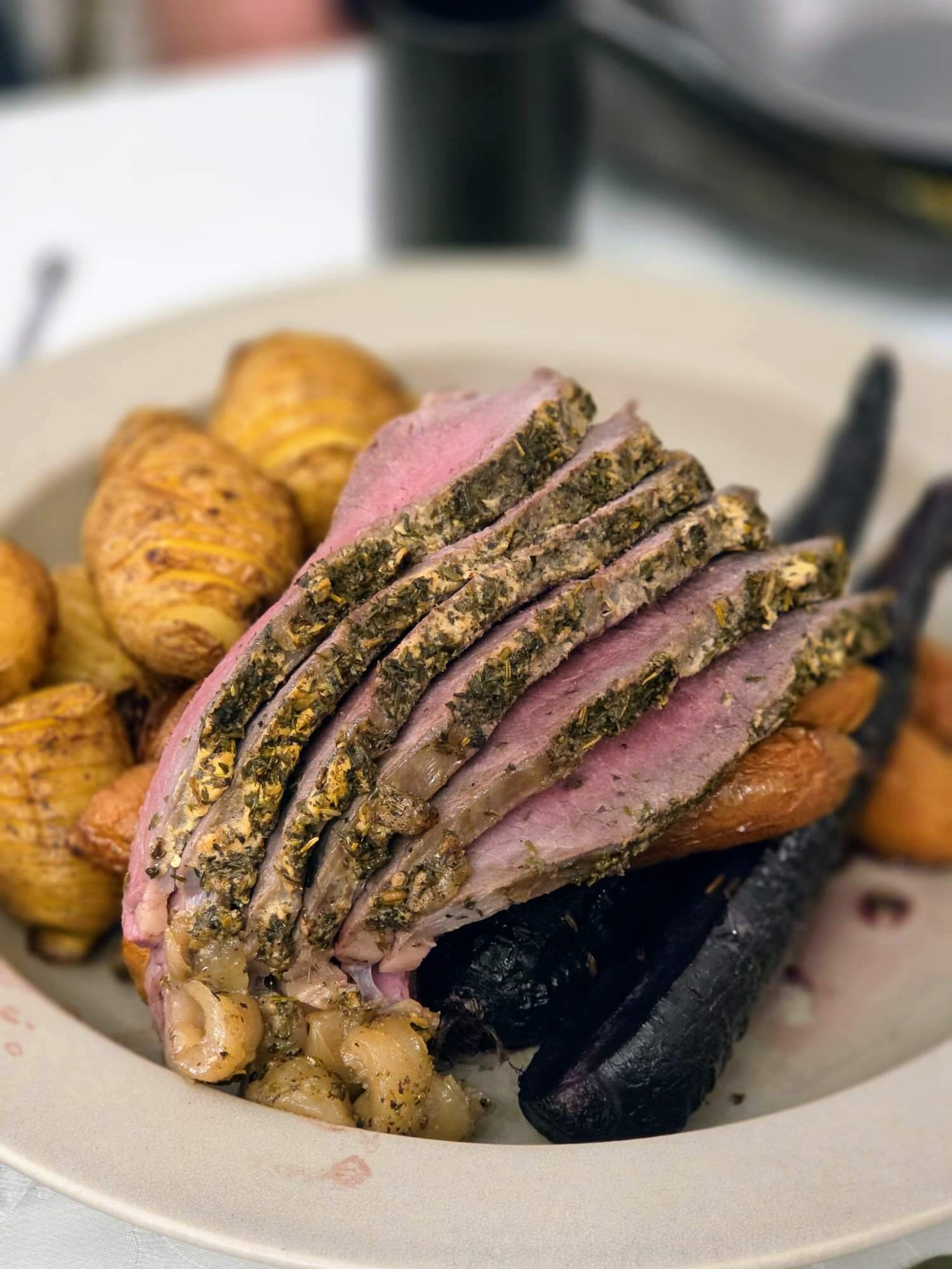 roast beef and potatoes