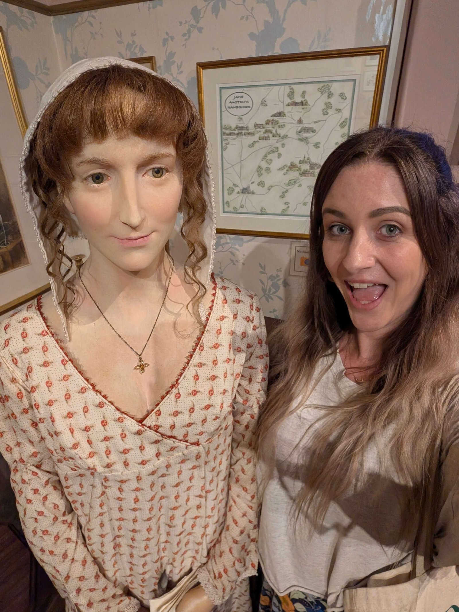 me posing with the jane austen waxwork